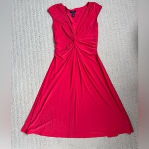 Chaps Red/pink ish Midi Dress with Twist Detail